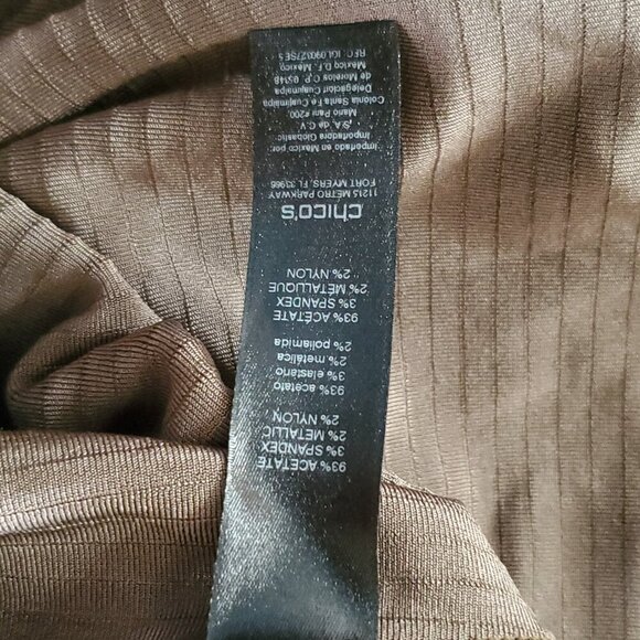 Chico's Travelers Open Cardigan Jacket Sz 2 Large Brown Gold Metallic Pin Stripe - Picture 5 of 5